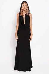 Hooded Deep V Backless Bodycon Dress