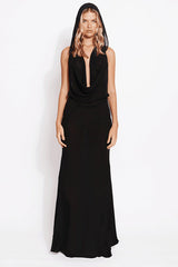 Hooded Deep V Backless Bodycon Dress