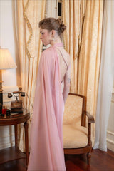 Elegant Satin Slant Neck Sheath Formal Dress