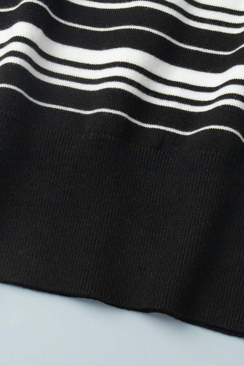 Vintage Striped Knit Polo Sweater