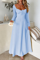 Solid Long Sleeve Party Dress