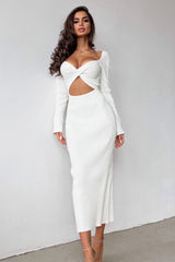 Solid Slim Convertible Backless Sweater Dress