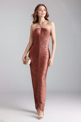 Fringe Halter High Slit Maxi Dress