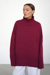 Solid Color Turtleneck Knit Sweater