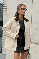 Relaxed Fit Cotton Colorblock Jacket