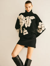 Wool Blend Turtleneck Jacquard Sweater Black / XS Sweaters