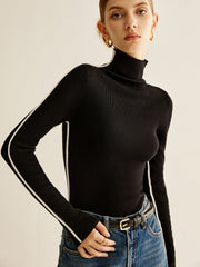 Wool Blend Mock Neck Knit Top Black / XS Knit Tops