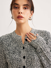 Raw Hem Button Slim Knit Top Knit Tops