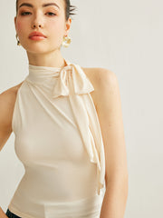 Tie Neck Halter Top Tank Tops & Camis
