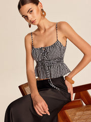 Smocked Peplum Gingham Cami Top Tank Tops & Camis