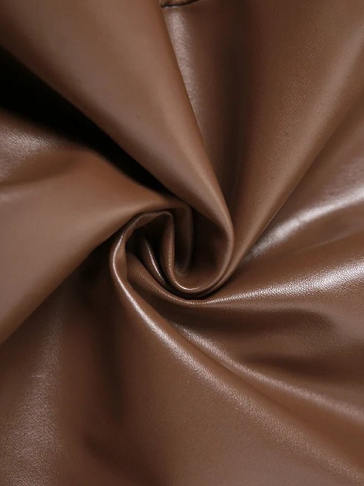 Chain Strap Faux Leather Mini Dress