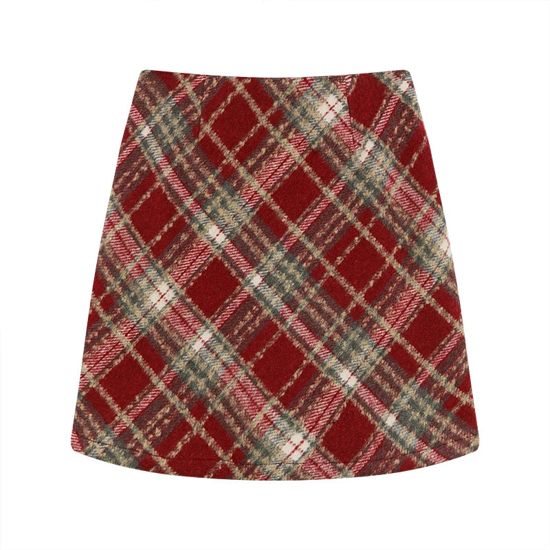 Thick Woolen Plaid Tartan Mini Classic Skirt