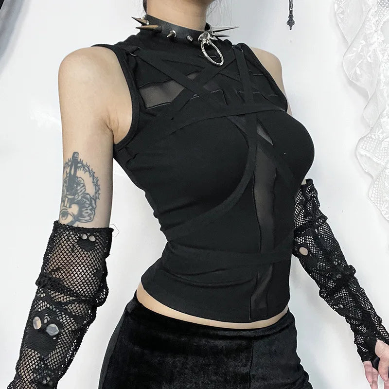 Mall Goth Sleeveless Bandage Vintage Harajuku Punk Crop Top