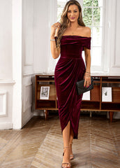 Velvet Off-the-shoulder Cocktail Dress