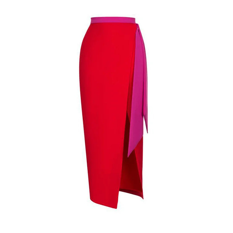 Fiery Wrap Skirt - Red