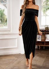 Velvet Off-the-shoulder Cocktail Dress
