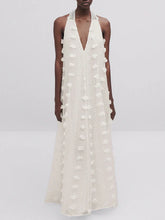 Halter Floral Mesh Patchwork Boho Dress White / S