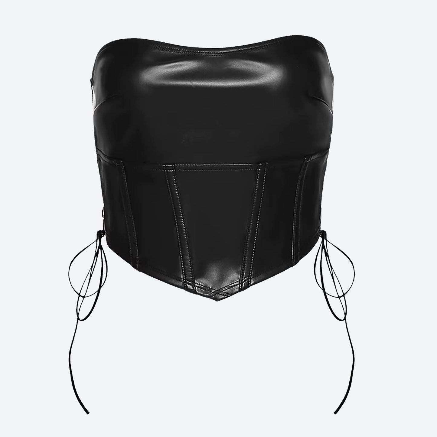 Strapless Faux Leather Crop Top