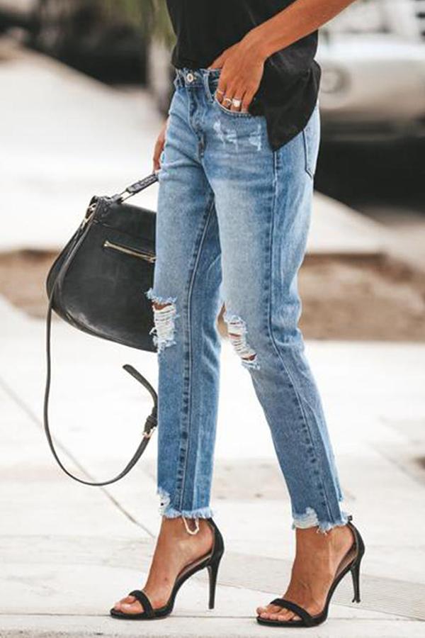 KittenAlarm - Ripped Slim Fit Washed Jeans