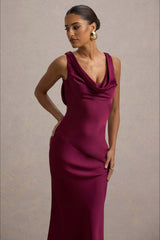 Satin Cowl Neck Fishtail Party Dress