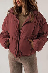 Classic Plain Quilted Puffer Jacket S / Red