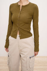 Lightweight Ribbed Cardigan Tan / S