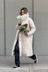 Long Stand Collar Relaxed Quilted Puffer Jacket