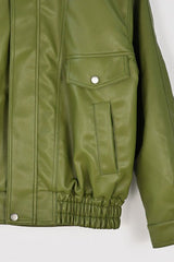 Vintage Green Faux Leather Jacket