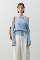 Asymmetric Neckline Elegant Knit Top