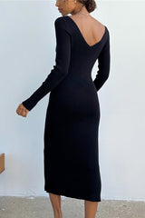 Long Sleeve Ribbed Sweater Dress