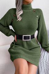 Long Sleeve Button Knit Sweater Dress
