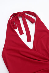 Ruched Halter Backless Party Dress