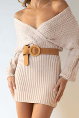 Cable Knit V Neck Bodycon Midi Dress