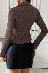 V Neck Striped Long Sleeve Blouse