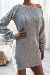 Casual Knit Off Shoulder Sweater Dress