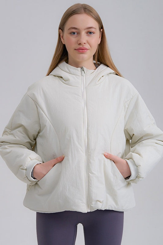 Relaxed Fit Short Puffer Jacket S / White