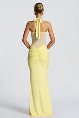 Mesh Panel Sash Maxi Dress