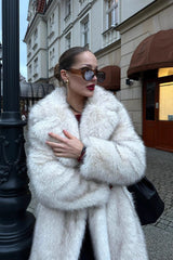Plush Fox Faux Fur Long Overcoat