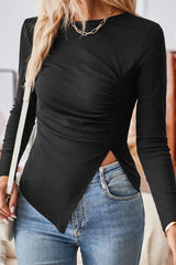 Split-Hem Bodycon Knit Top