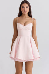 Spaghetti Strap Puff Mini Party Dress