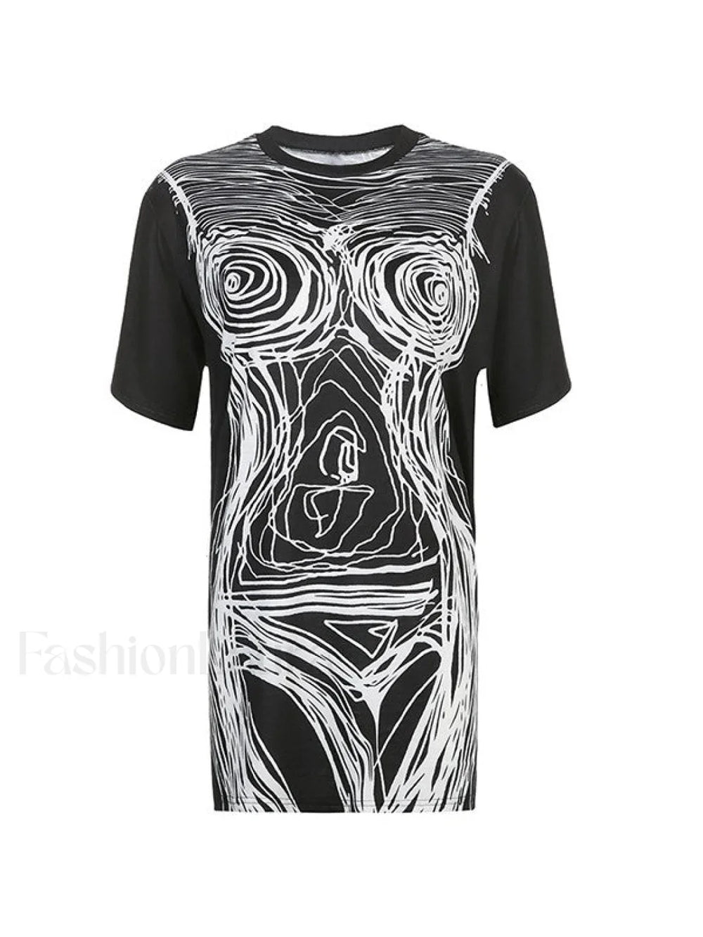 Abstract Line Print Tee Mini Dress Mini Dresses