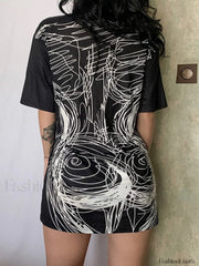Abstract Line Print Tee Mini Dress Mini Dresses