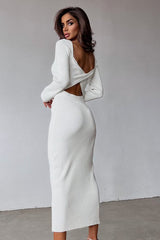 Solid Slim Convertible Backless Sweater Dress
