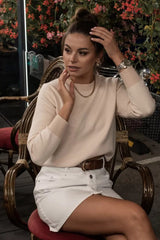 Relaxed Fit Herringbone Knit Sweater