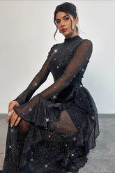 Elegant Ruffled Mermaid Maxi Dress