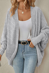 Solid Color Mid Length Cardigan S / Grey