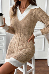 Colorblock Peter Pan Collar Sweater Dress