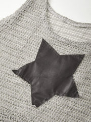 Arm Gloves Hollow Out Star Crochet Knit Mini Dress Mini Dresses