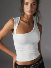 Asymmetric Neck Cut Out Tank Top White / XS Tank Tops & Camis