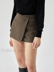 Asymmetric Wrap Graceful Zip Mini Skort Shorts